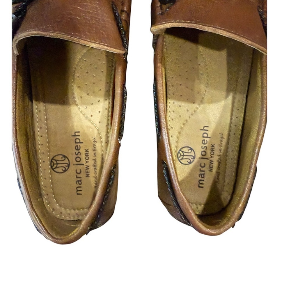 Marc Joseph New York Leather Driving Loafers Men Size 10 Cognac Brown Brazil - Picture 4 of 9
